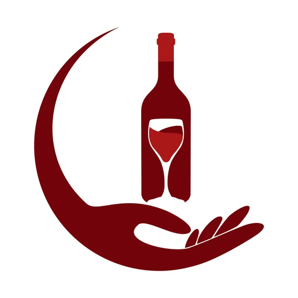 Бутылка вина и бокал, логотип вина и ресторана — стоковый вектор