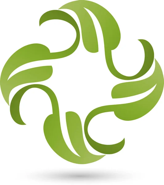 Patru frunze, plante, wellness și logo naturopatic — Vector de stoc