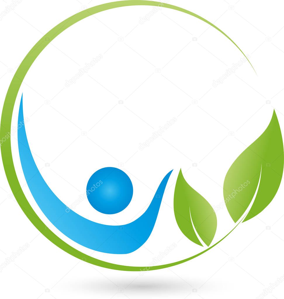 Person and leaves, plant, wellness and naturopathic logo