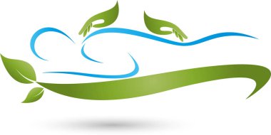 Kişi ve iki el, Masaj ve doğal tıp logosu