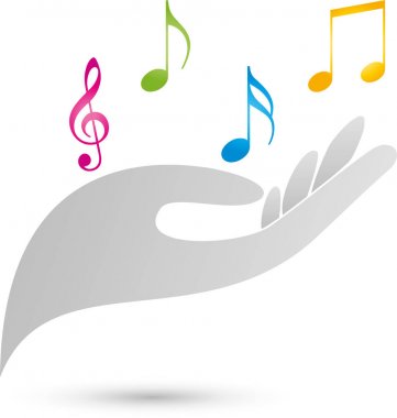 Müzik notlar ve el, müzik ve ses logosu