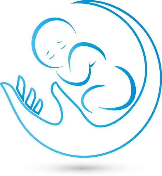 Logo tangan dan bayi, anak dan perawatan anak - Stok Vektor