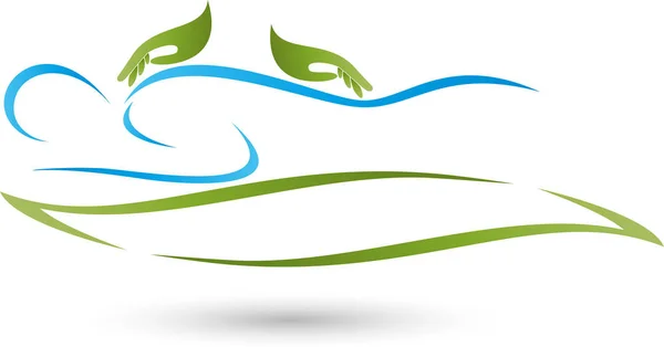 Osoby i dwie ręce, masaż i naturopathic logo — Wektor stockowy