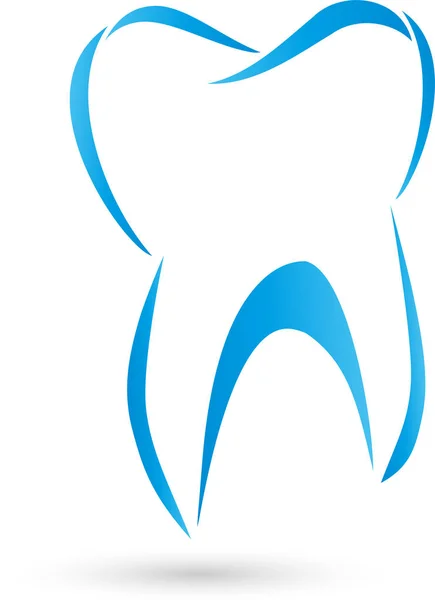 Diente dibujado, diente y logo del dentista — Vector de stock