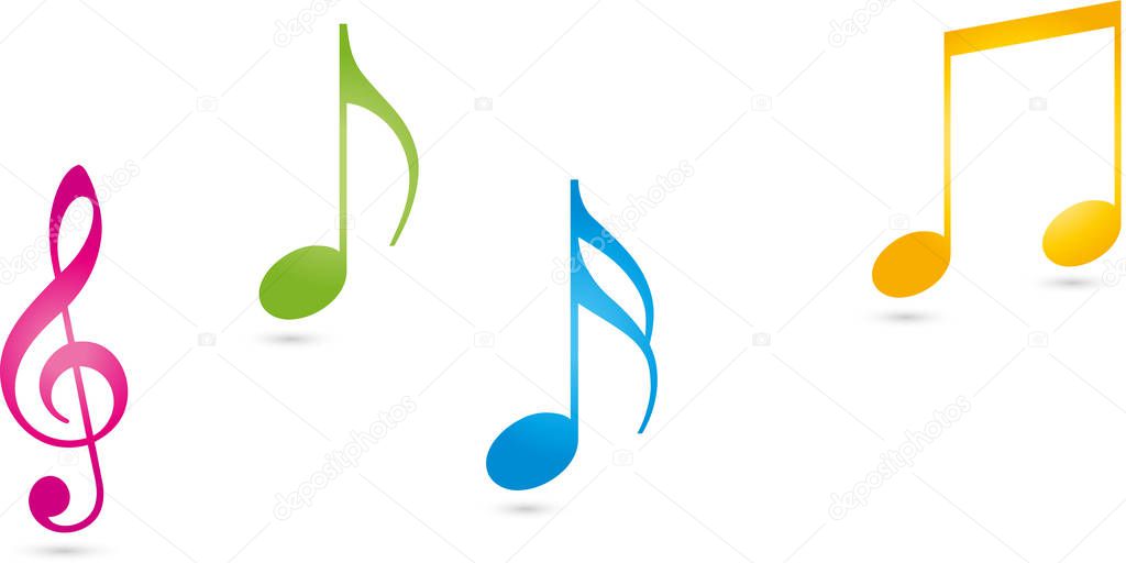 Music notes in color, music and sound logo