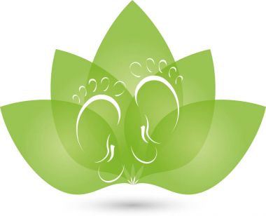 Logo iki ayak ve yaprakları, bitki, spa ve ayak bakımı