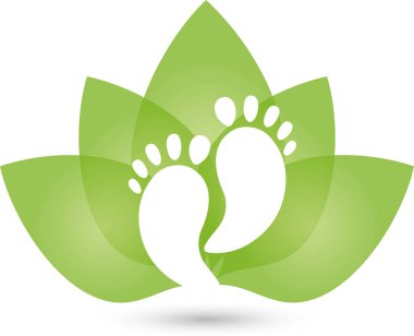Logo iki ayak ve yaprakları, sağlık ve ayak bakımı