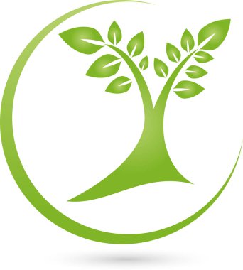 Ağaç, bitki ve daire, bahçıvan ve doğa logosu
