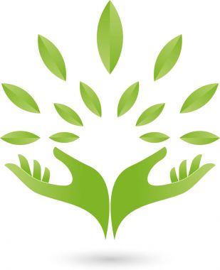 İki el ve yaprakları, sağlık ve spa logosu