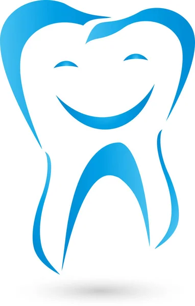 Diente con sonrisa, diente y logo del dentista — Vector de stock