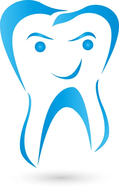 Zuby a úsměv, zuby a zubař logo — Stockový vektor