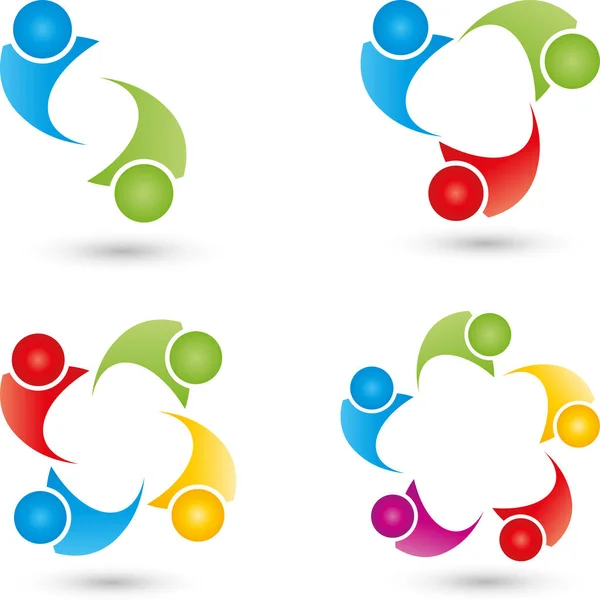 Logotipos de personas, abstractos, grupos y equipos — Vector de stock