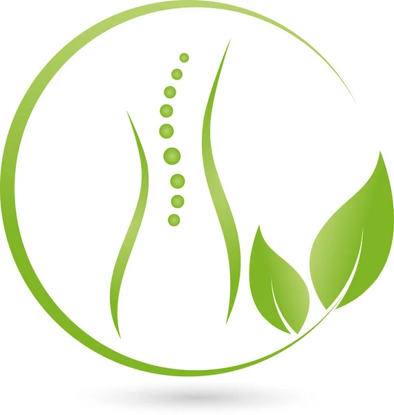 Kişi, omurga, yaprak, ortopedi ve kadın doktor logosu