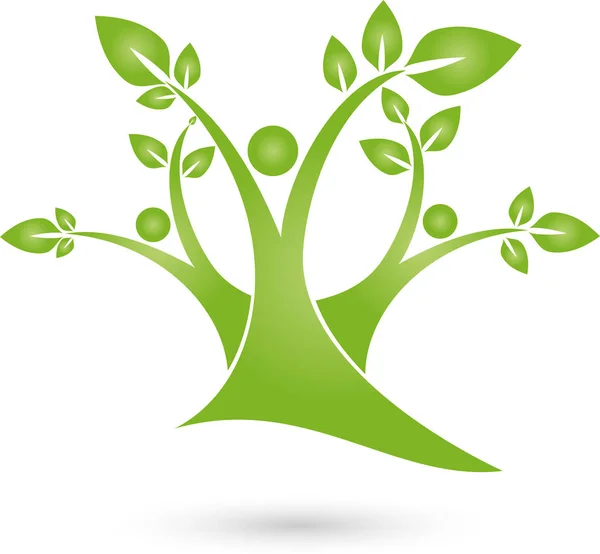 Três pessoas como árvores, jardineiro e logotipo da natureza — Vetor de Stock