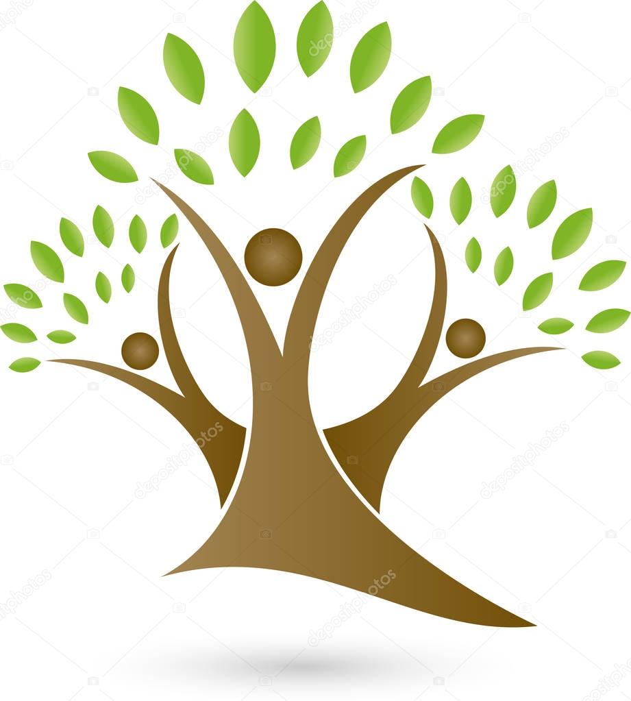 Three people as trees, nature and gardener logo