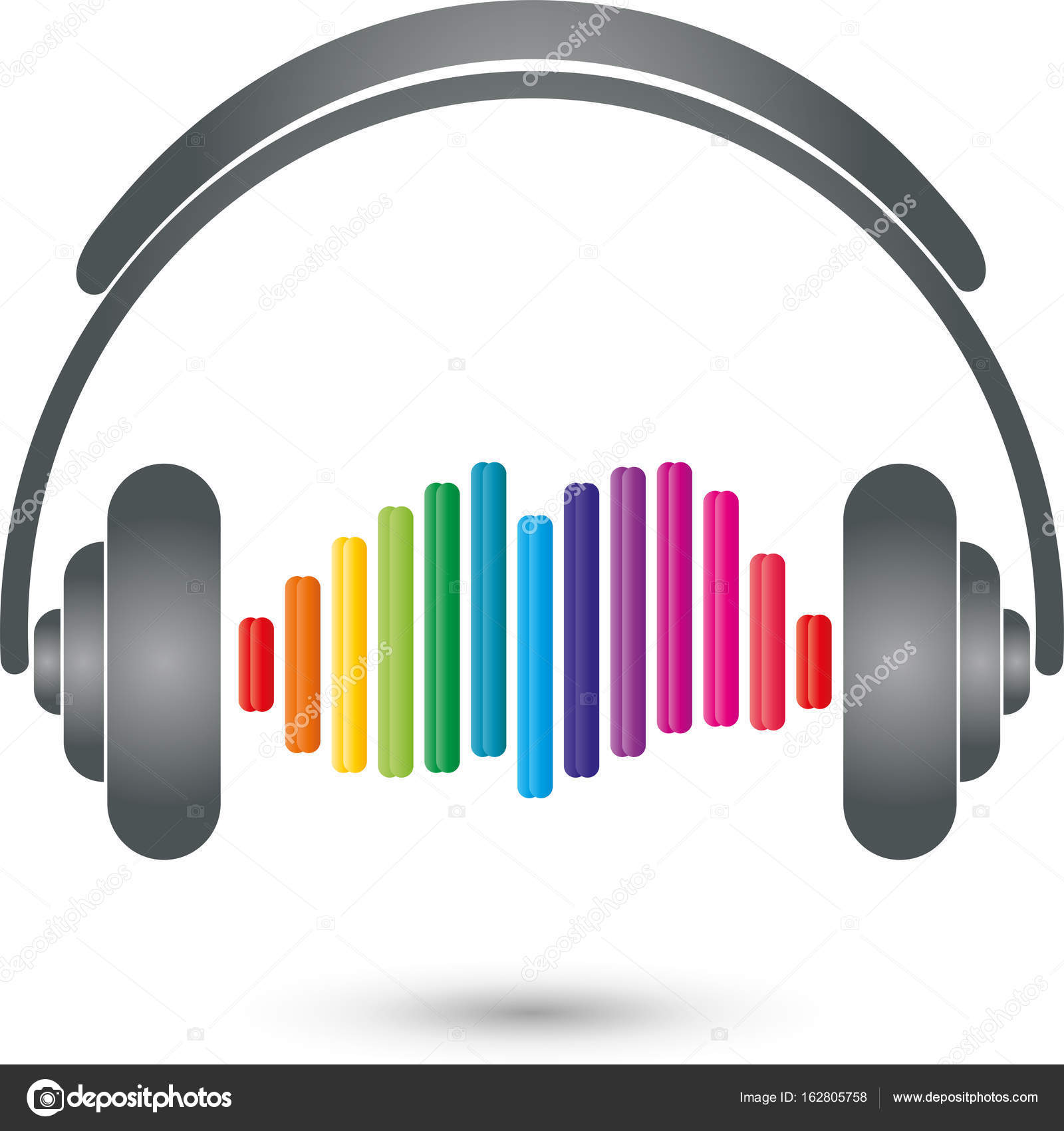 Headphones and equalizer, music and sound logo Stock Vector by