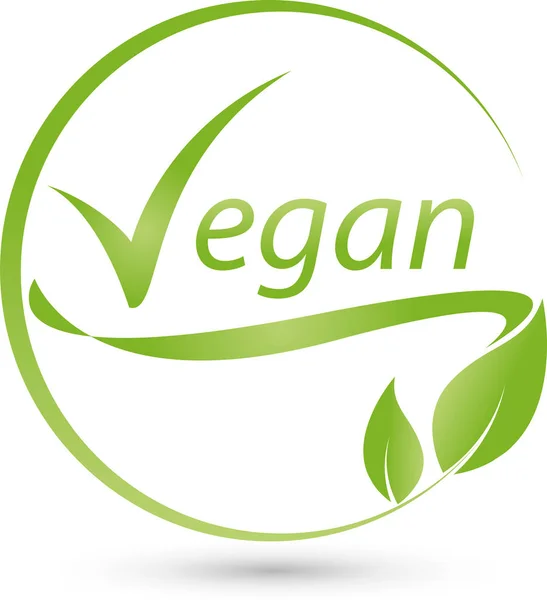 Daun, tanaman, vegan dan logo vegetarian - Stok Vektor