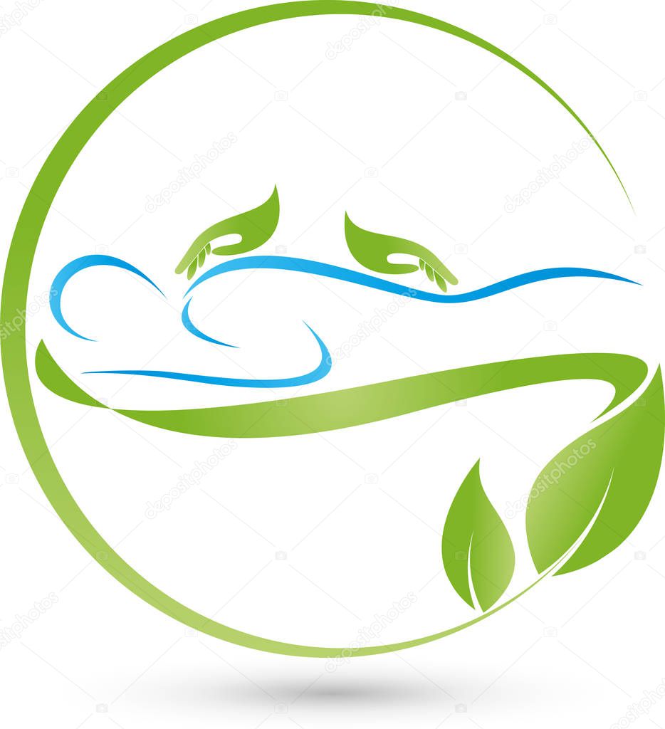 Person and two hands, massage and naturopathic logo