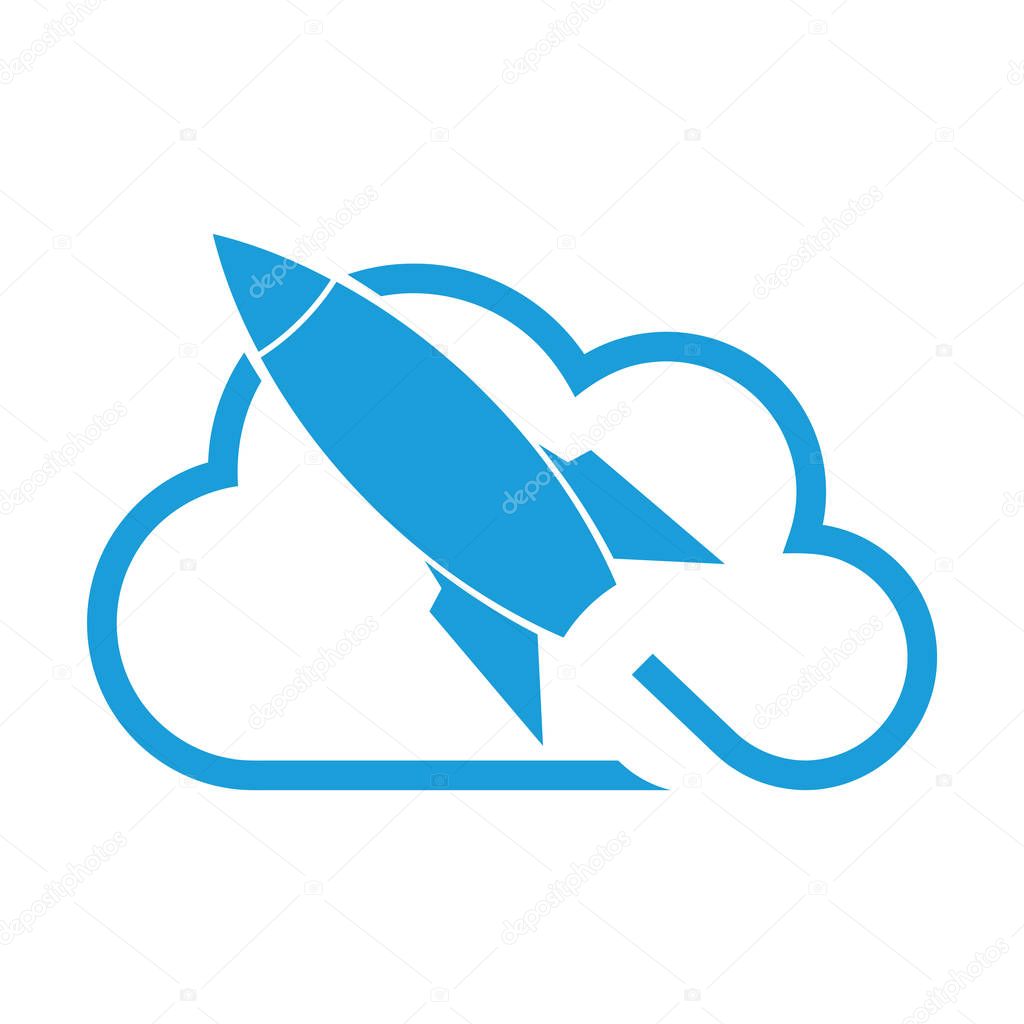 Rocket and cloud, transport and rocket logo