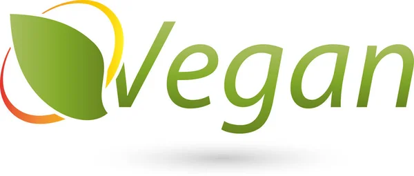 Daun dengan lingkaran dan simbol vegetarian, berwarna, vegan dan logo vegetarian - Stok Vektor