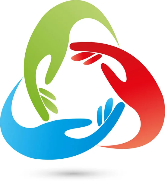 Üç el, renkli, takım ve aile logosu