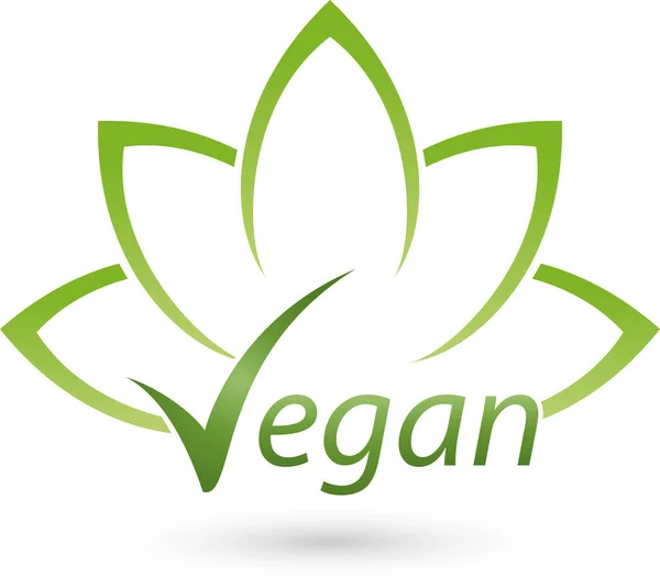 Simbol vegetarian dengan daun, logo vegan dan vegetarian - Stok Vektor