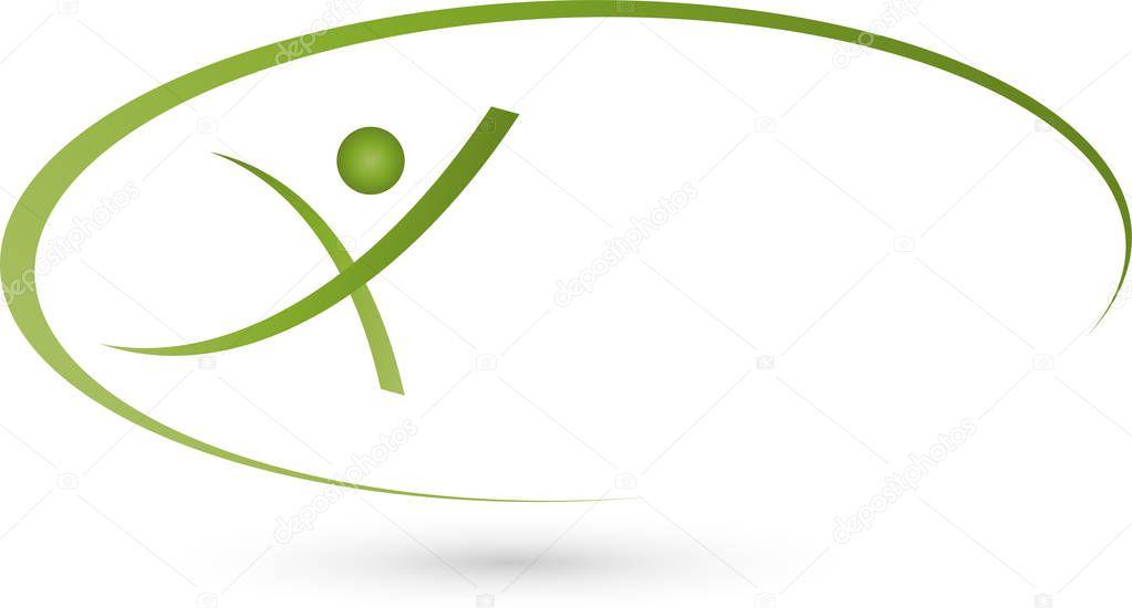 Person in motion, colored, sport and fitness logo