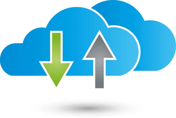 Wolke mit Pfeilen, farbig, Internet und Datenlogo — Stockvektor