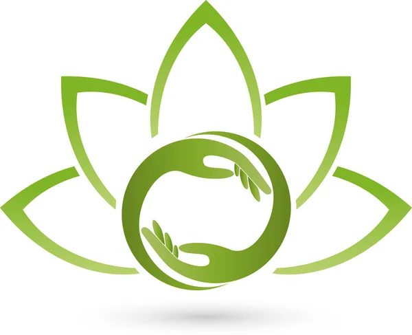 Vele handen en handen, Wellness- en massage-logo — Stockvector