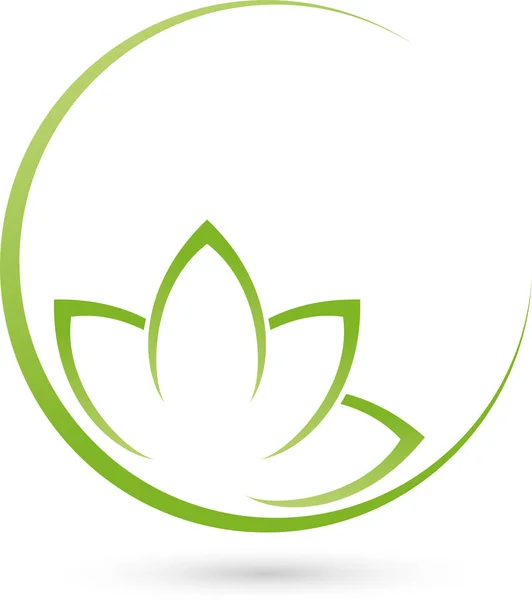 Mnoho listí, rostlin a kruh, spa a wellness logo — Stockový vektor