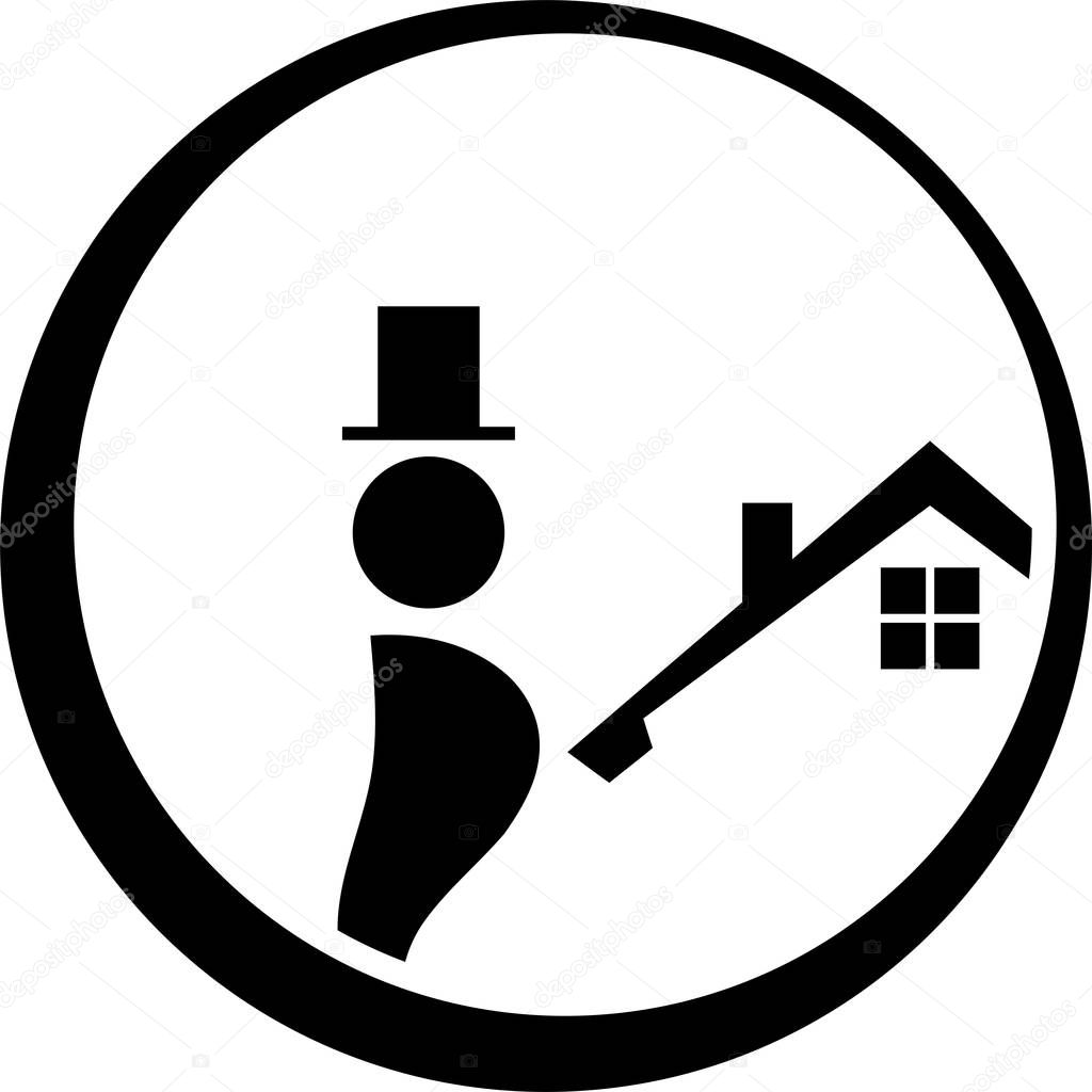 Chimney sweep and house, chimney sweep, sticker label