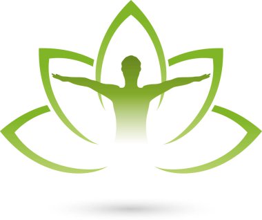 Kişi ve yaprakları, alternatif uygulayıcısı ve masaj logosu