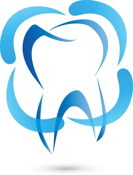 Dente e gotas, dente e logotipo do dentista — Vetor de Stock