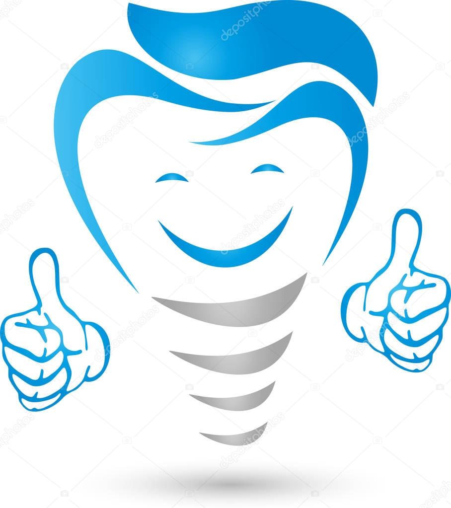 Dental implant and smile, dental implant and dentist logo