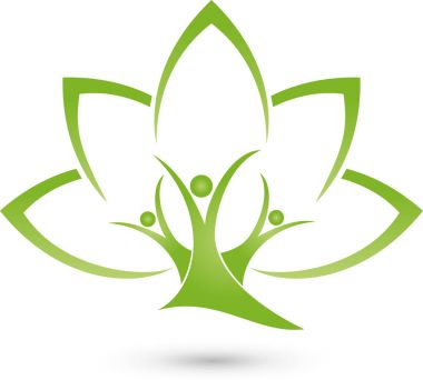 Üç kişi olarak ağaç, bitki, doğa ve bahçıvan logo