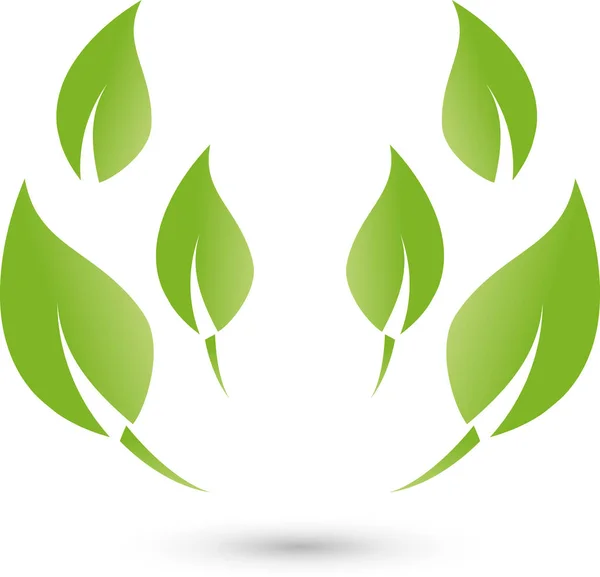 Nombreuses Feuilles Logo Nature Bien Être — Image vectorielle