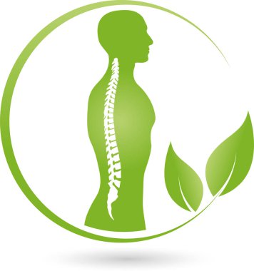 Kişi ve omurga, ortopedi ve naturopaths logosu