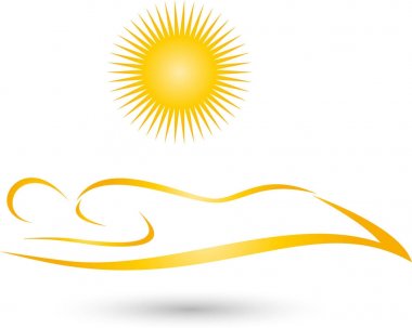 Person and sun, tanning salon, solarium, logo clipart
