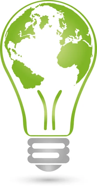 Lampa Zeměkoule Zelená Energie Energie Eco Logo — Stockový vektor