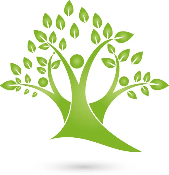Três Pessoas Como Árvore Natureza Logotipo Jardineiro — Vetor de Stock