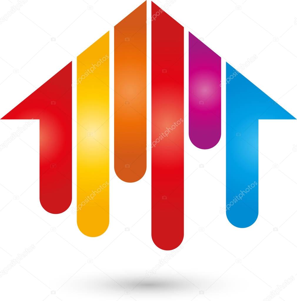 House in color, painter and kindergarten logo