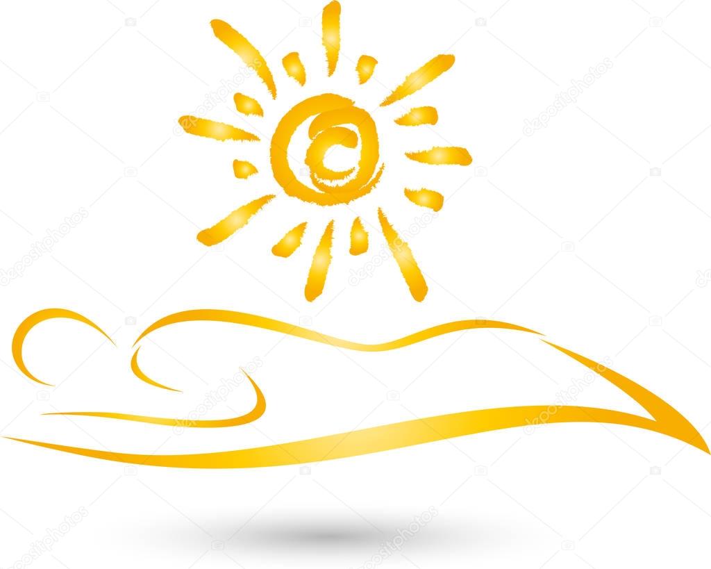 Person and sun, tanning salon, solarium logo