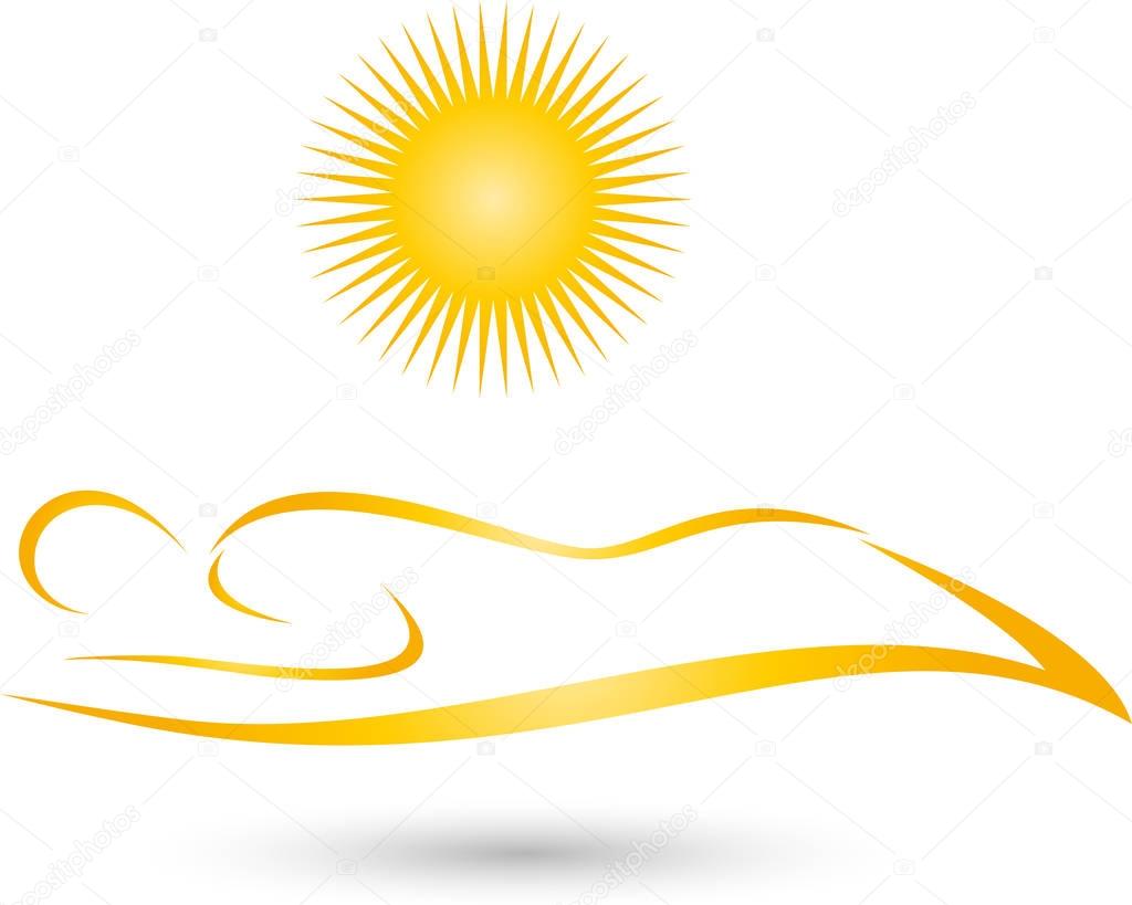 Person and sun, tanning salon, solarium, logo