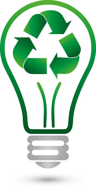 Reciclagem Setas Sinal Reciclagem Lâmpada Logotipo — Vetor de Stock