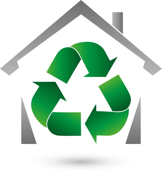 Recycling Pfeile Recycling Zeichen Haus Logo — Stockvektor