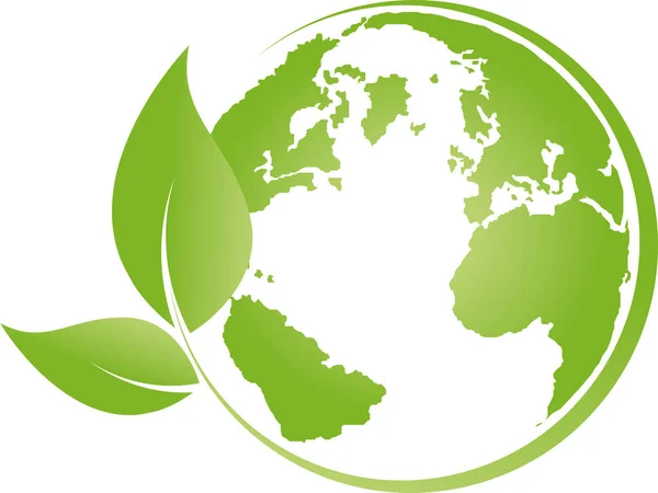 Terre Feuilles Globe Globe Mondial Recyclage Logo — Image vectorielle