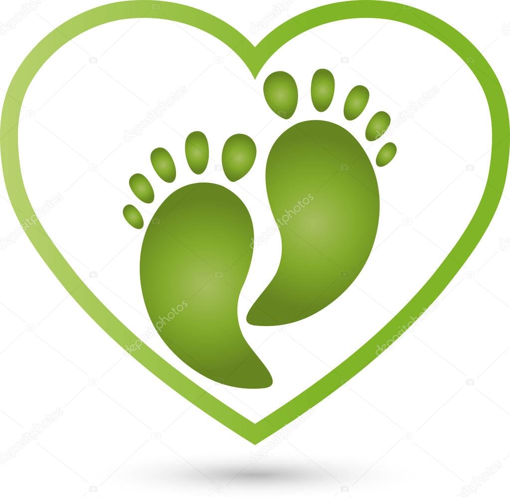 Feet and heart, feet, heart, foot care, logo