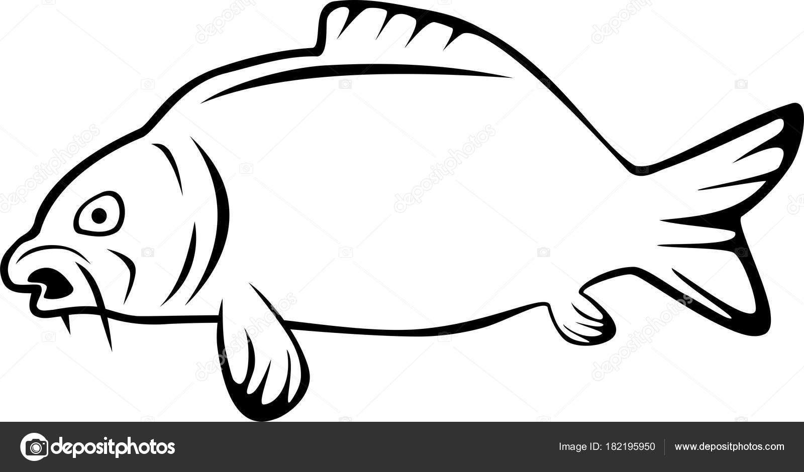 Carpa Pesce Logo Pesca — Vettoriale Stock