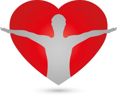 Person and heart, medicine, human, logo clipart
