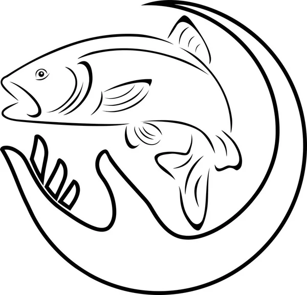 Trota Pesce Logo Pesca — Vettoriale Stock